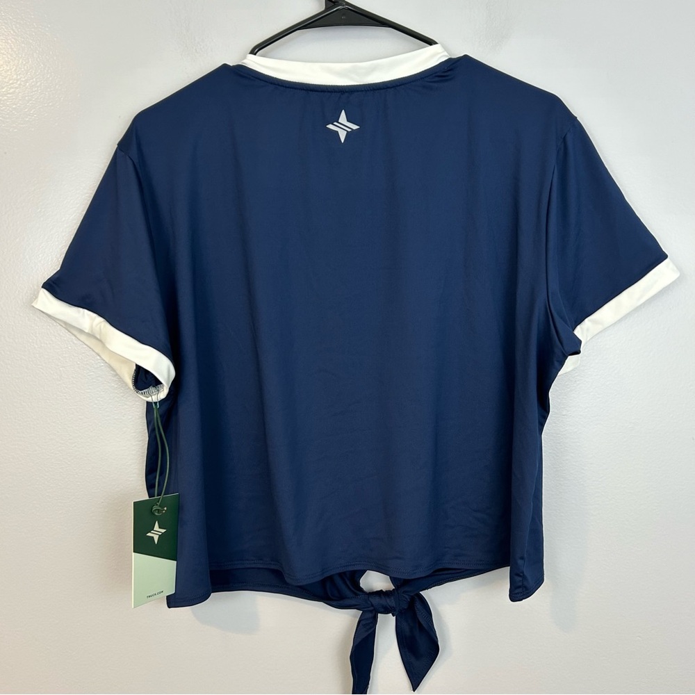 NWT Tuckernuck Sport Navy Blue Knotty Maya Tie Waist Top  Size Large - Picture 5 of 14